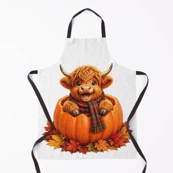 Item preview, Cute Scottish Highland Cow in Pumpkin with Tartan Scarf designed and sold by MaedK.
