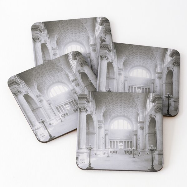Item preview, 1905 to 1910 Main waiting room, Pennsylvania Station, New York, N.Y. vintage railroad station black and white photograph designed and sold by Astrid Arkhangelsky.
