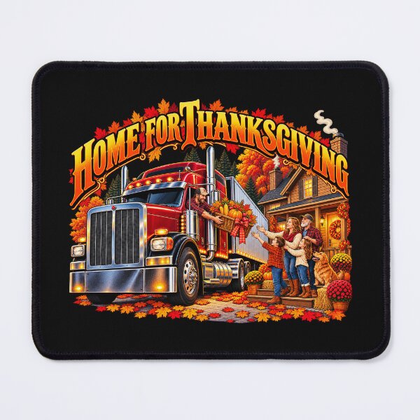 Item preview, Home For Thanksgiving Semi Truck - Autumn Family Trucker Reunion Art designed and sold by NomadForge.