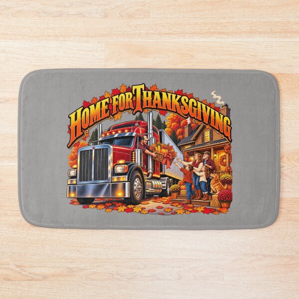 Item preview, Home For Thanksgiving Semi Truck - Autumn Family Trucker Reunion Art designed and sold by NomadForge.