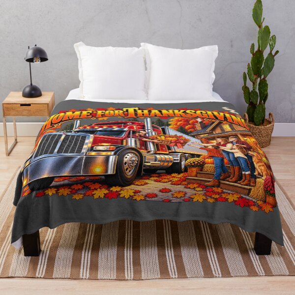 Item preview, Home For Thanksgiving Semi Truck - Autumn Family Trucker Reunion Art designed and sold by NomadForge.