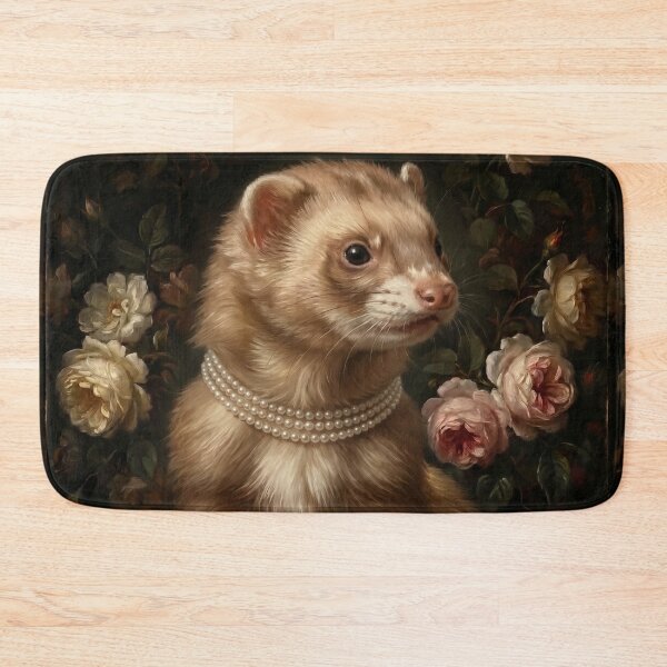 Item preview, Regal Cinnamon Ferret with Pearl Necklace designed and sold by Real Beast Art.