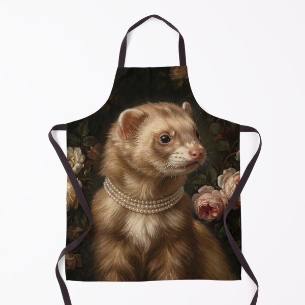 Item preview, Regal Cinnamon Ferret with Pearl Necklace designed and sold by Real Beast Art.