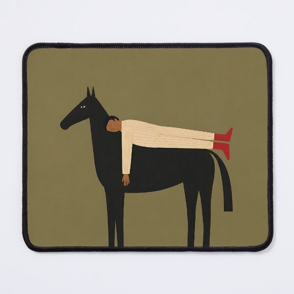 Item preview, Minimalist Person Lying on Black Horse Folk Art designed and sold by artswag.