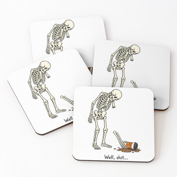 Item preview, Well Shit Funny Skeleton Dropped Coffee Pumpkin Spice Autumn Meme designed and sold by Moad Fahim.