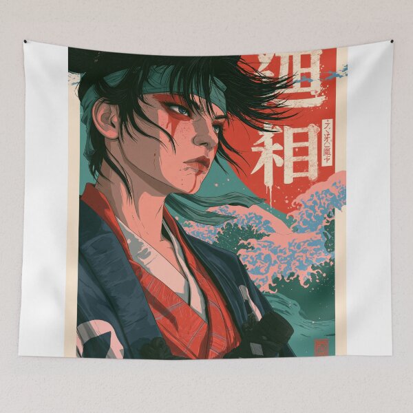 Item preview, Samurai Warriors Poster | Japanese Fantasy Art Print Red Aesthetic designed and sold by Affiches29 Animé .