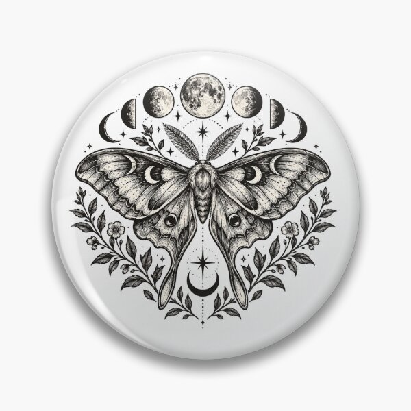 Item preview, Vintage Luna Moth Moon Phases Celestial Botanical Dark Academia Art designed and sold by SlapHappyArt.