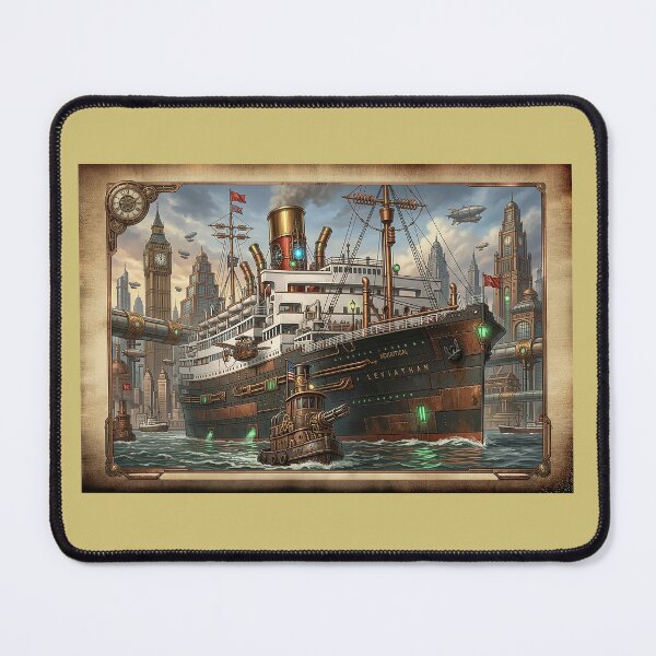 Item preview, Steampunk Leviathan Steamship in Industrial City Harbour designed and sold by ArtworkNorth.