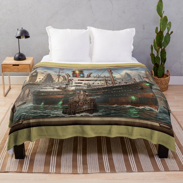 Item preview, Steampunk Leviathan Steamship in Industrial City Harbour designed and sold by ArtworkNorth.