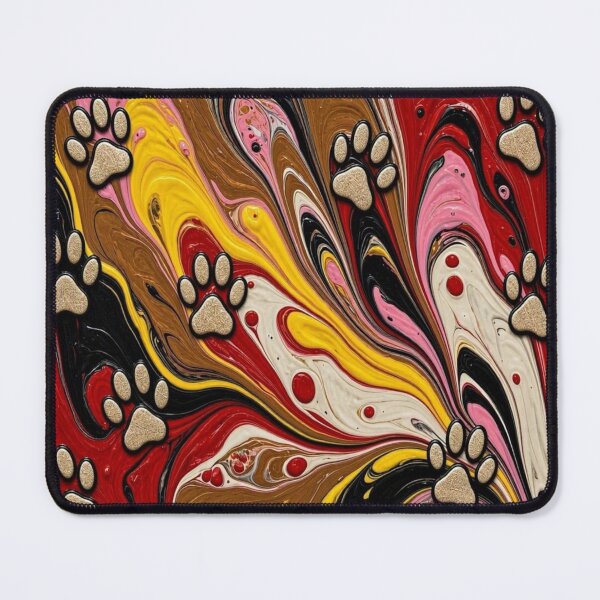 Item preview, Aesthetic Fluid Art Gold Paw Prints Heart Pattern designed and sold by Breezes-of-Ida.