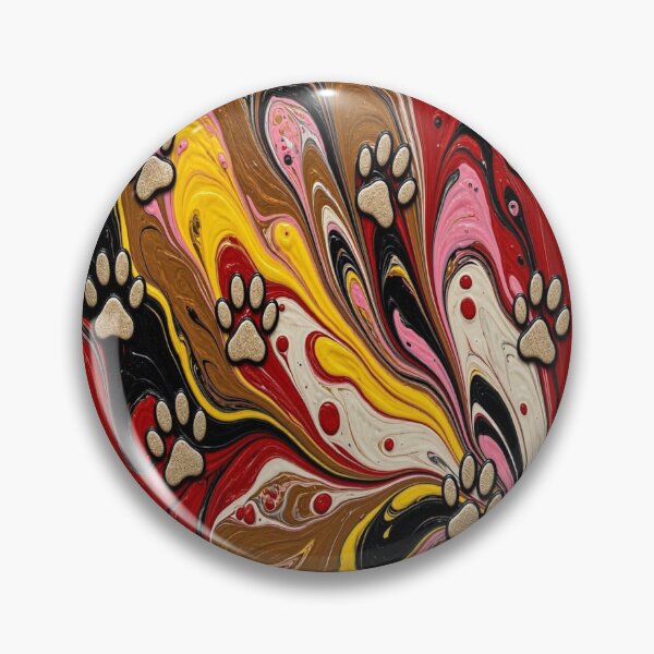 Item preview, Aesthetic Fluid Art Gold Paw Prints Heart Pattern designed and sold by Breezes-of-Ida.
