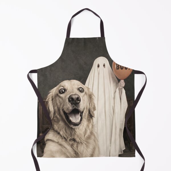 Item preview, Golden retrievers spooky selfie with a friendly ghost and a boo balloon designed and sold by Razerai.