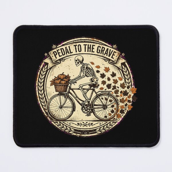 Item preview, Pedal To The Grave Skeleton Cycling Vintage Bicycle Autumn Pumpkin designed and sold by Moad Fahim.