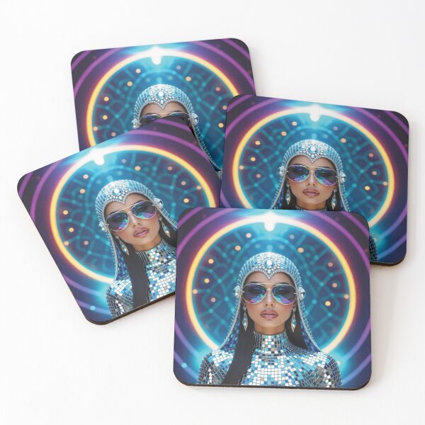 Item preview, Futuristic Middle Eastern Woman in Mosaic Headdress variation 1 designed and sold by Lucia Amaris Art.
