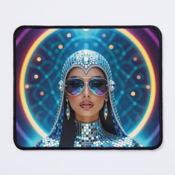 Item preview, Futuristic Middle Eastern Woman in Mosaic Headdress variation 1 designed and sold by Lucia Amaris Art.