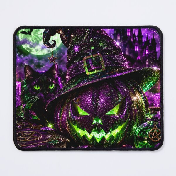Item preview, Glitter Halloween Witch Cat Pumpkin, Purple Green designed and sold by BloomOfDesign.
