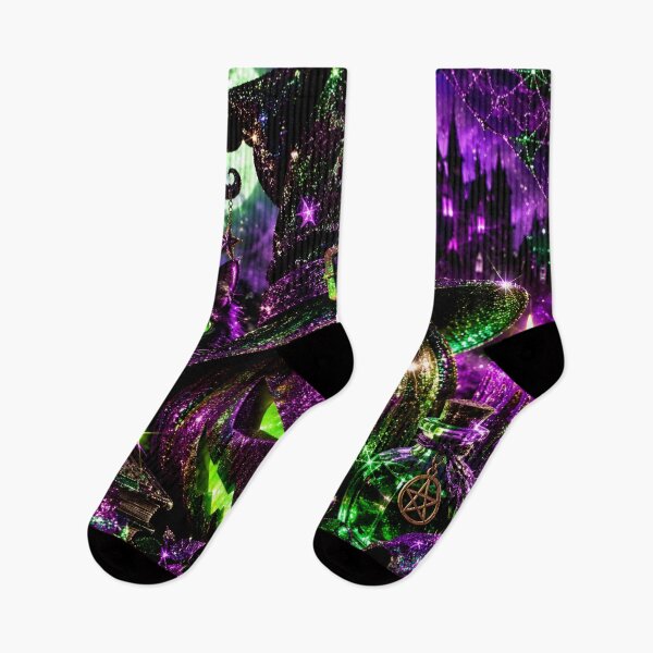 Item preview, Glitter Halloween Witch Cat Pumpkin, Purple Green designed and sold by BloomOfDesign.