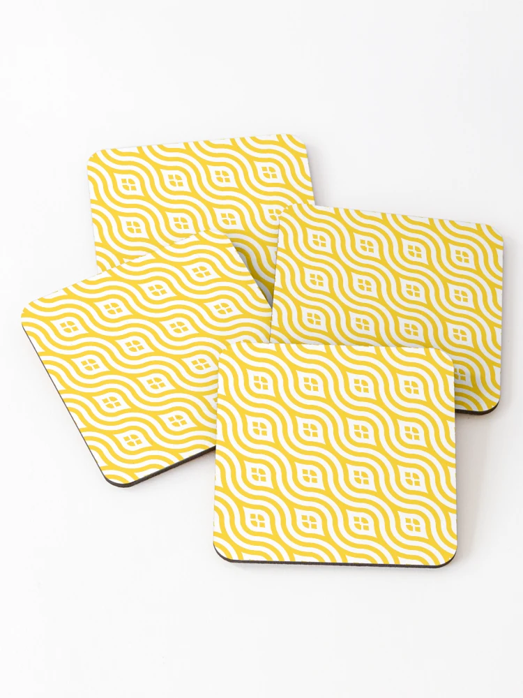 Thumbnail 1 of 5, Coasters (Set of 4), Yellow Rounded Lines Pattern - Bright Abstract Pattern designed and sold by Gustavo Navarro.