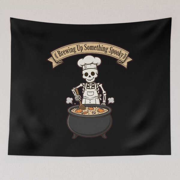 Item preview, Brewing Up Something Spooky Skeleton Chef Cooking Halloween designed and sold by Moad Fahim.