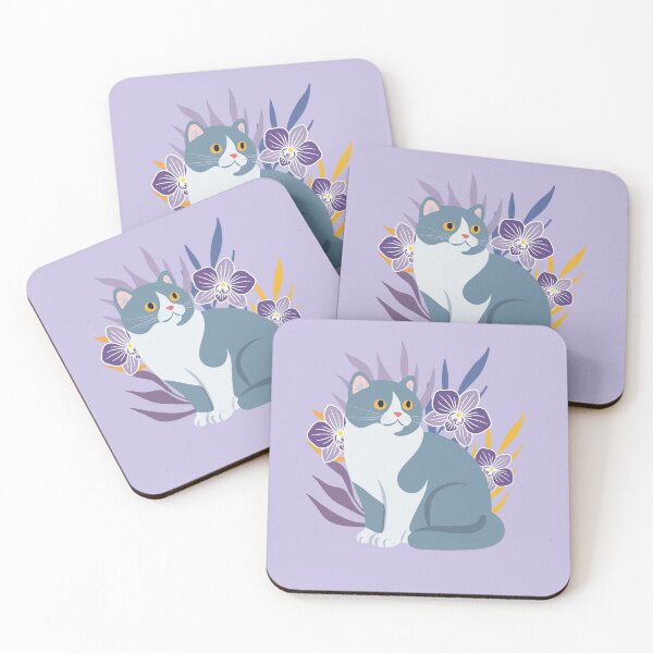 Item preview, Floral British Shorthair Cat designed and sold by IvysCreativityHouse.