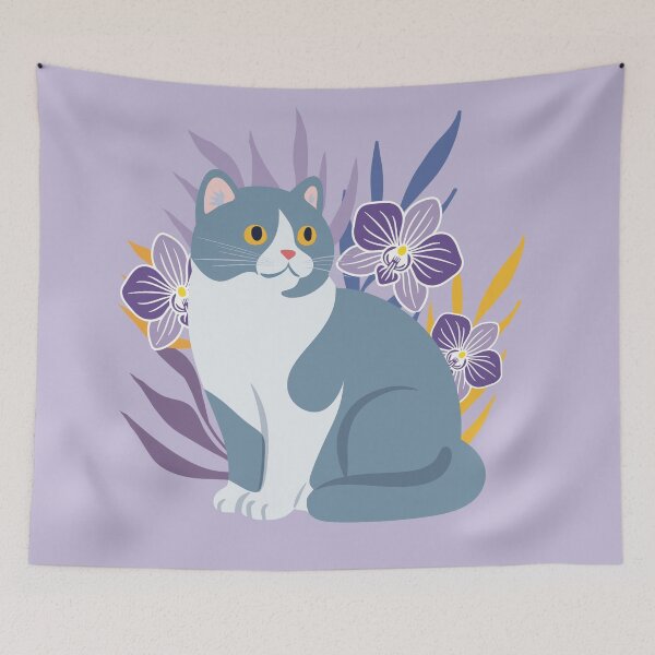 Item preview, Floral British Shorthair Cat designed and sold by IvysCreativityHouse.