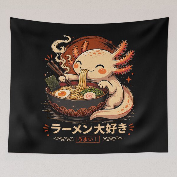 Item preview, Cute Axolotl Eating Ramen Japanese Noodle Art designed and sold by roni-harbor.