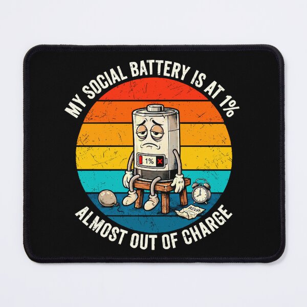 Item preview, My Social Battery Is At 1% Almost Out Of Charge Introvert Humor designed and sold by lobro.