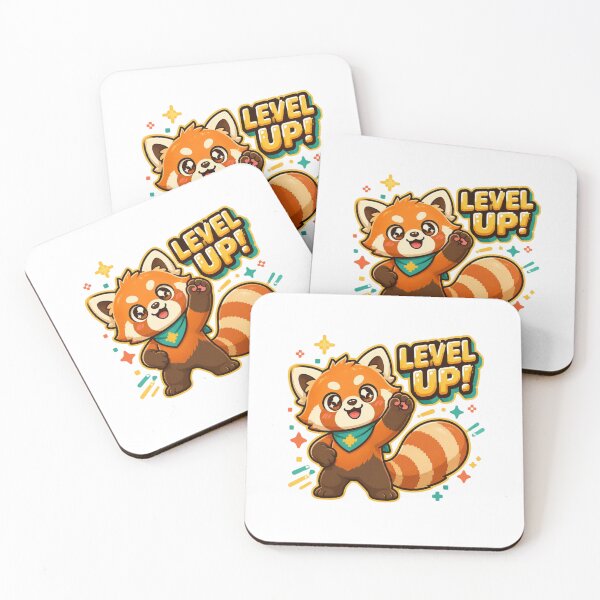 Item preview, Retro Kawaii Level up Red Panda designed and sold by Animepopstudio.