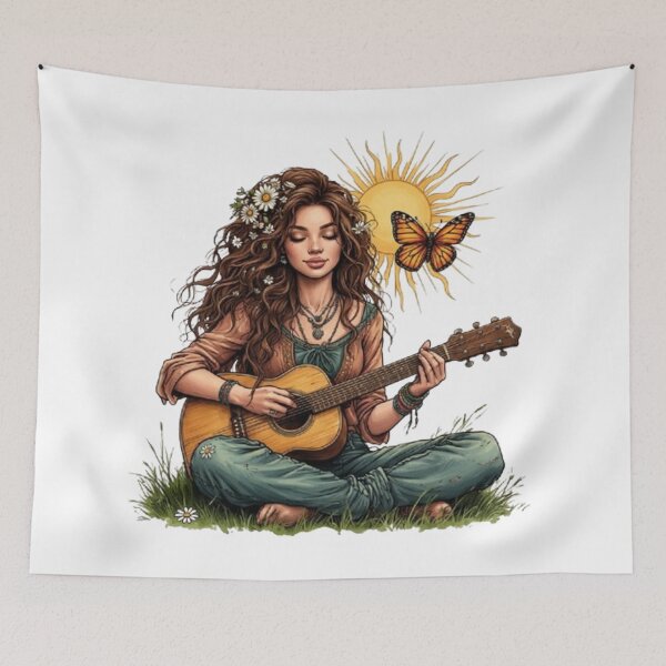 Item preview,  "The Aura of the 70s: Portrait of a Hippie Woman" designed and sold by CHRIST5000.