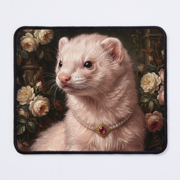 Item preview, Regal White Ferret with Ruby Pendant designed and sold by Real Beast Art.