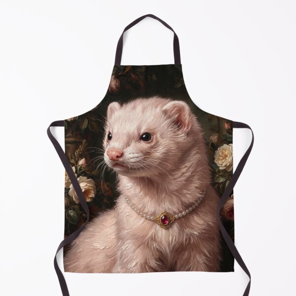 Item preview, Regal White Ferret with Ruby Pendant designed and sold by Real Beast Art.