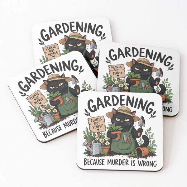 Item preview, Gardening Because Murder is Wrong Funny Cat Gardening designed and sold by roni-harbor.