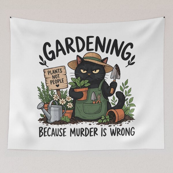 Item preview, Gardening Because Murder is Wrong Funny Cat Gardening designed and sold by roni-harbor.