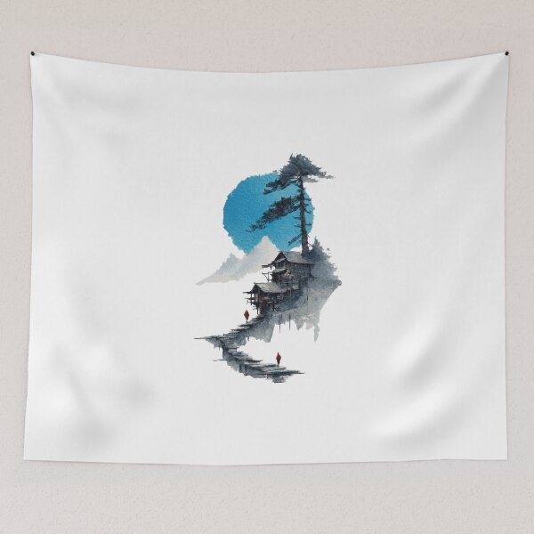 Item preview, Japanese Mountain Village Watercolor designed and sold by Pure Style ⭐⭐⭐⭐⭐.
