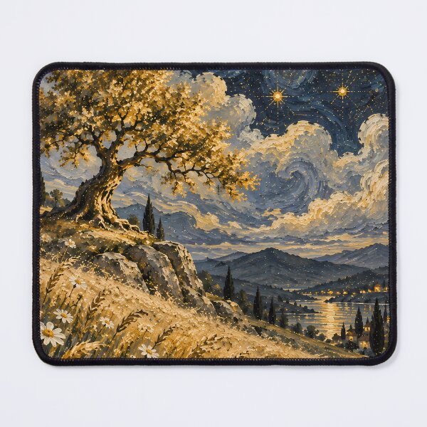 Item preview, Cottagecore Starry Night Meadow Daisy Oil Painting designed and sold by Jozefin's Studio.