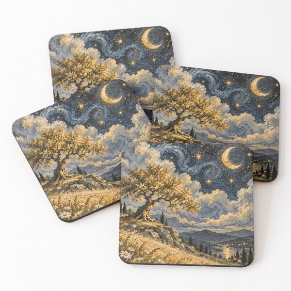 Item preview, Cottagecore Starry Night Meadow Daisy Oil Painting designed and sold by Jozefin's Studio.