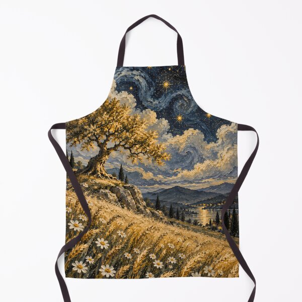 Item preview, Cottagecore Starry Night Meadow Daisy Oil Painting designed and sold by Jozefin's Studio.