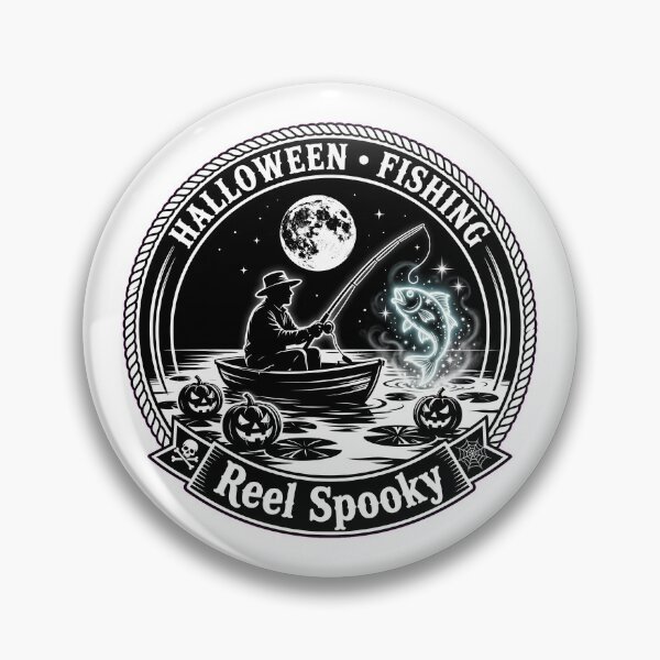 Item preview, Reel Spooky Halloween Fishing Fisherman Ghost Fish Pumpkin designed and sold by Moad Fahim.