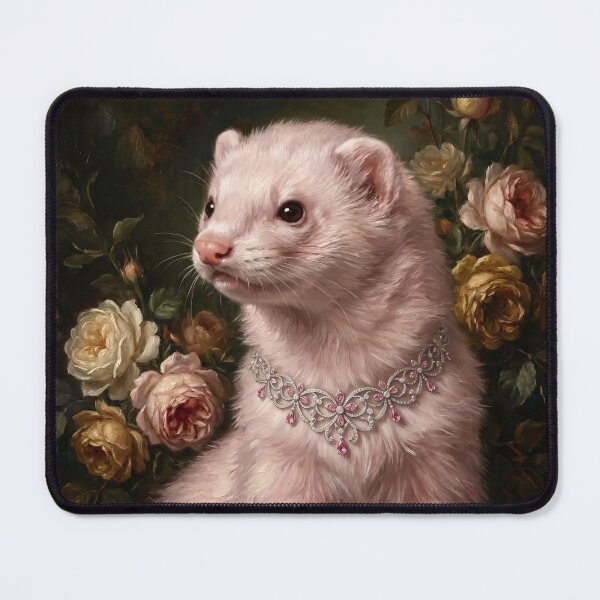 Item preview, Regal White Ferret with Diamond Necklace designed and sold by Real Beast Art.