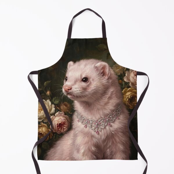 Item preview, Regal White Ferret with Diamond Necklace designed and sold by Real Beast Art.