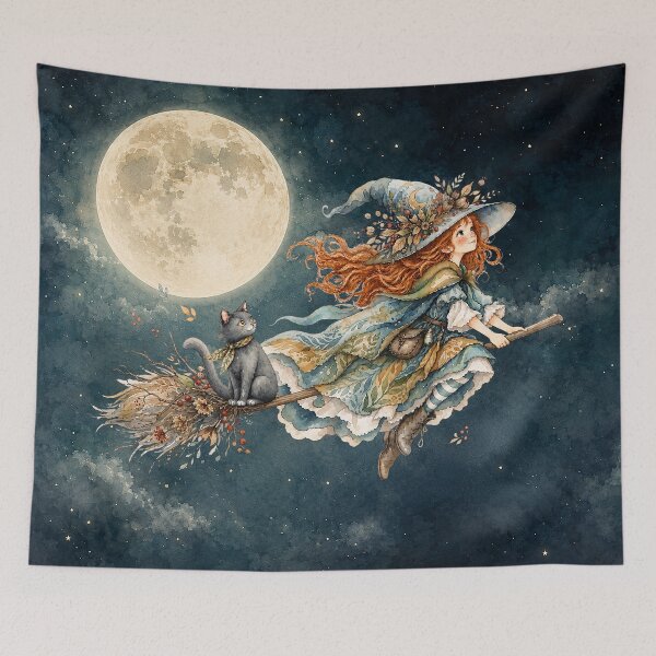 Item preview, Autumn Witch and Her Feline Familiar designed and sold by Spark & Shadow.