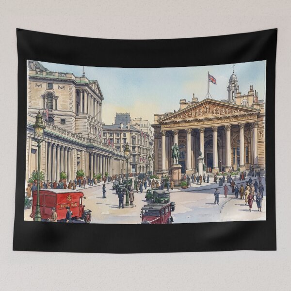 Item preview, Bank of England and Royal Exchange, Vintage London designed and sold by ArtworkNorth.