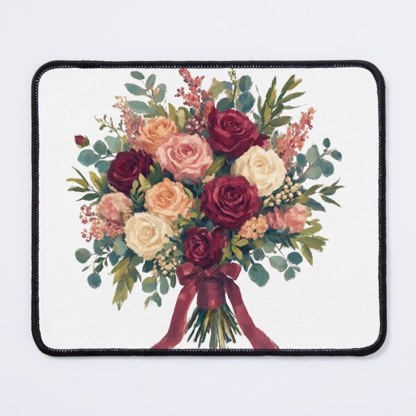 Item preview, Elegant Deep Red and Peach Rose Bouquet Oil Painting Sticker designed and sold by simranart111.