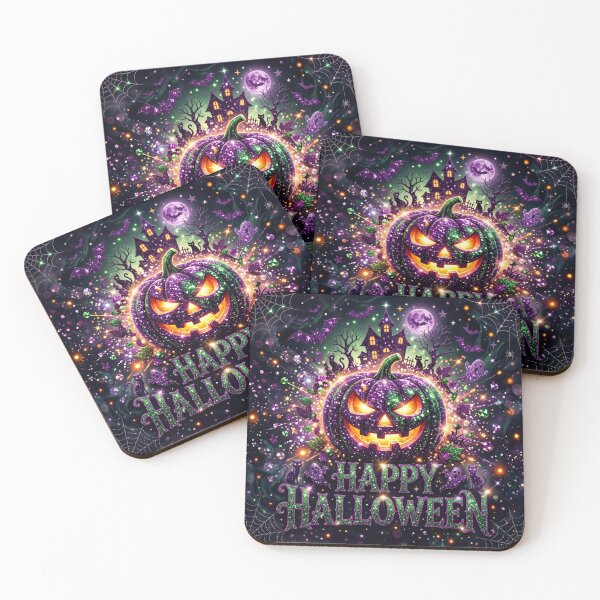 Item preview, Purple and Green Glitter Halloween Pumpkin Jack-o'-Lantern designed and sold by BloomOfDesign.