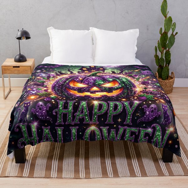 Item preview, Purple and Green Glitter Halloween Pumpkin Jack-o'-Lantern designed and sold by BloomOfDesign.