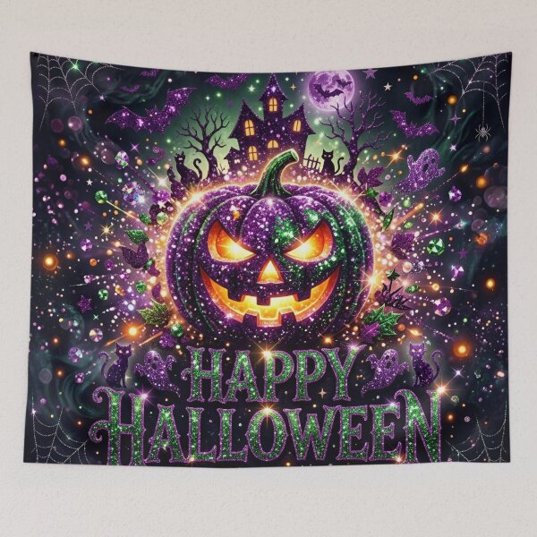 Item preview, Purple and Green Glitter Halloween Pumpkin Jack-o'-Lantern designed and sold by BloomOfDesign.