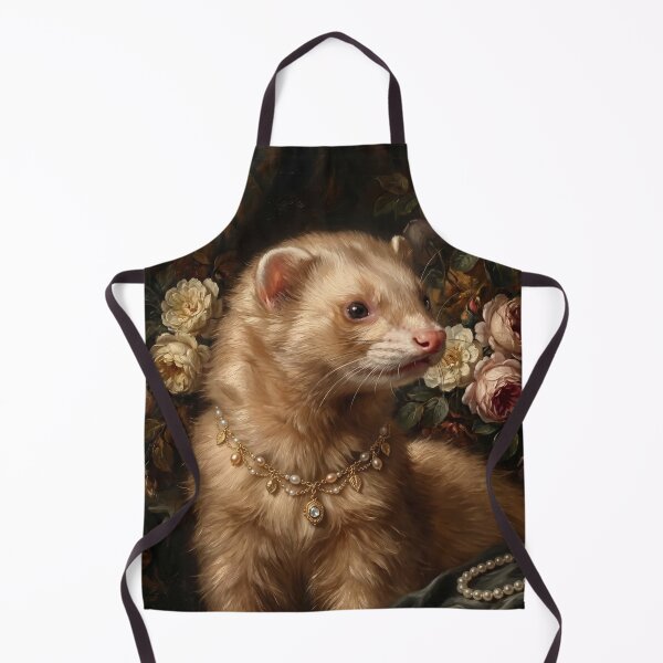Item preview, Regal Cream Ferret with Gold Necklace designed and sold by Real Beast Art.
