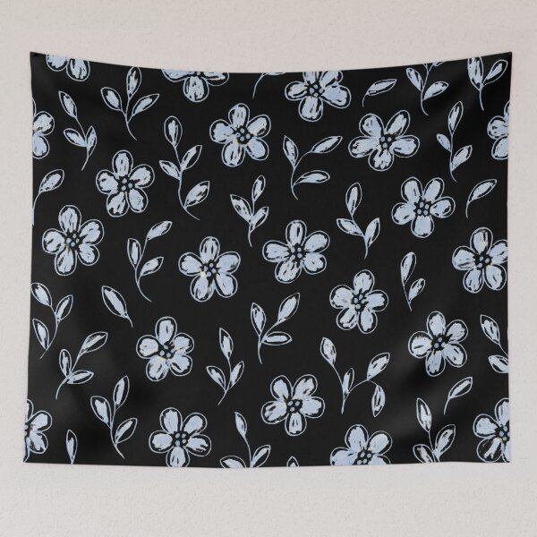 Item preview, Hand Drawn Light Blue Ditsy Black Pattern designed and sold by ShivCraftStudio.