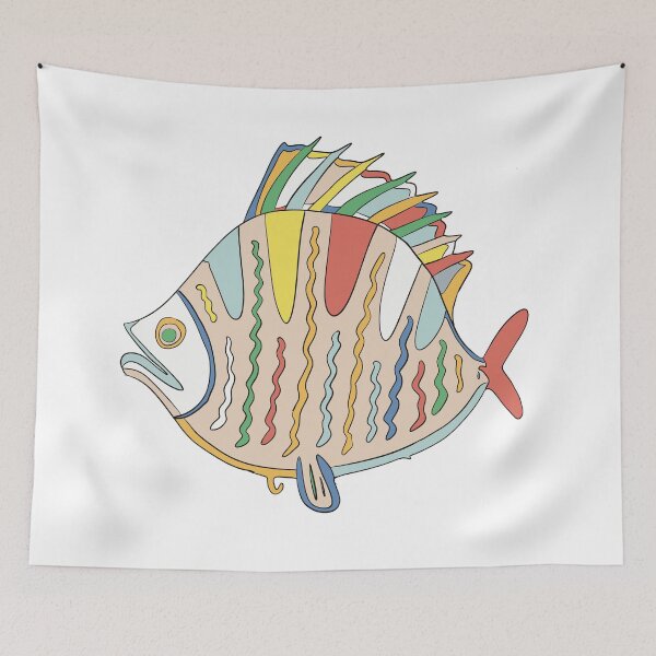 Item preview, Cream & Green Plaice Fish - Abstract Ocean Line Art designed and sold by iampaulmorris.