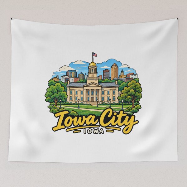 Item preview, Hand Drawn Iowa City Iowa Travel Souvenir Landmark Gift designed and sold by MichaeIRellov.